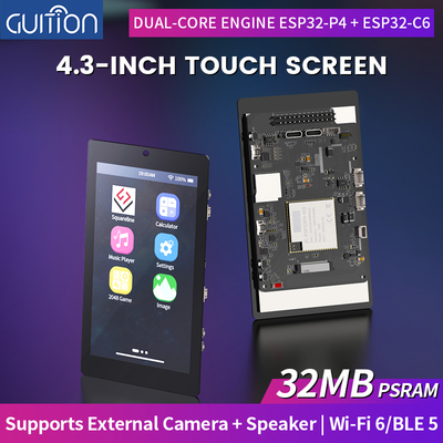 JC4880P443C_I_W Hoge kostenprestaties 4.3 inch IPS touchscreen ontwikkeling kit ondersteunt ESP32P4/ESP32-C6 dubbele platforms
